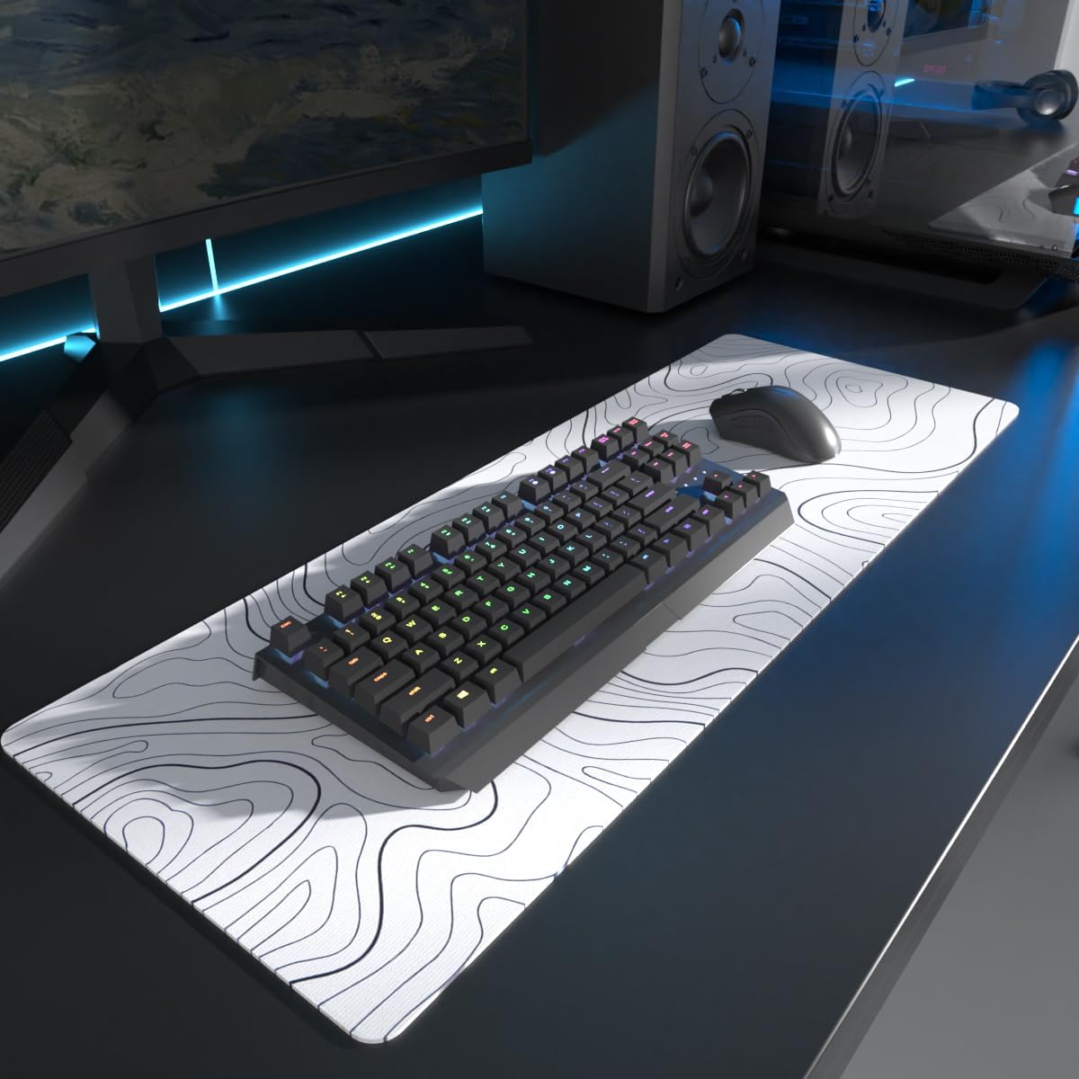 [SG] Ready Stock White Terrain Graphics Line Mouse Mat Anti-Slip Mouse ...