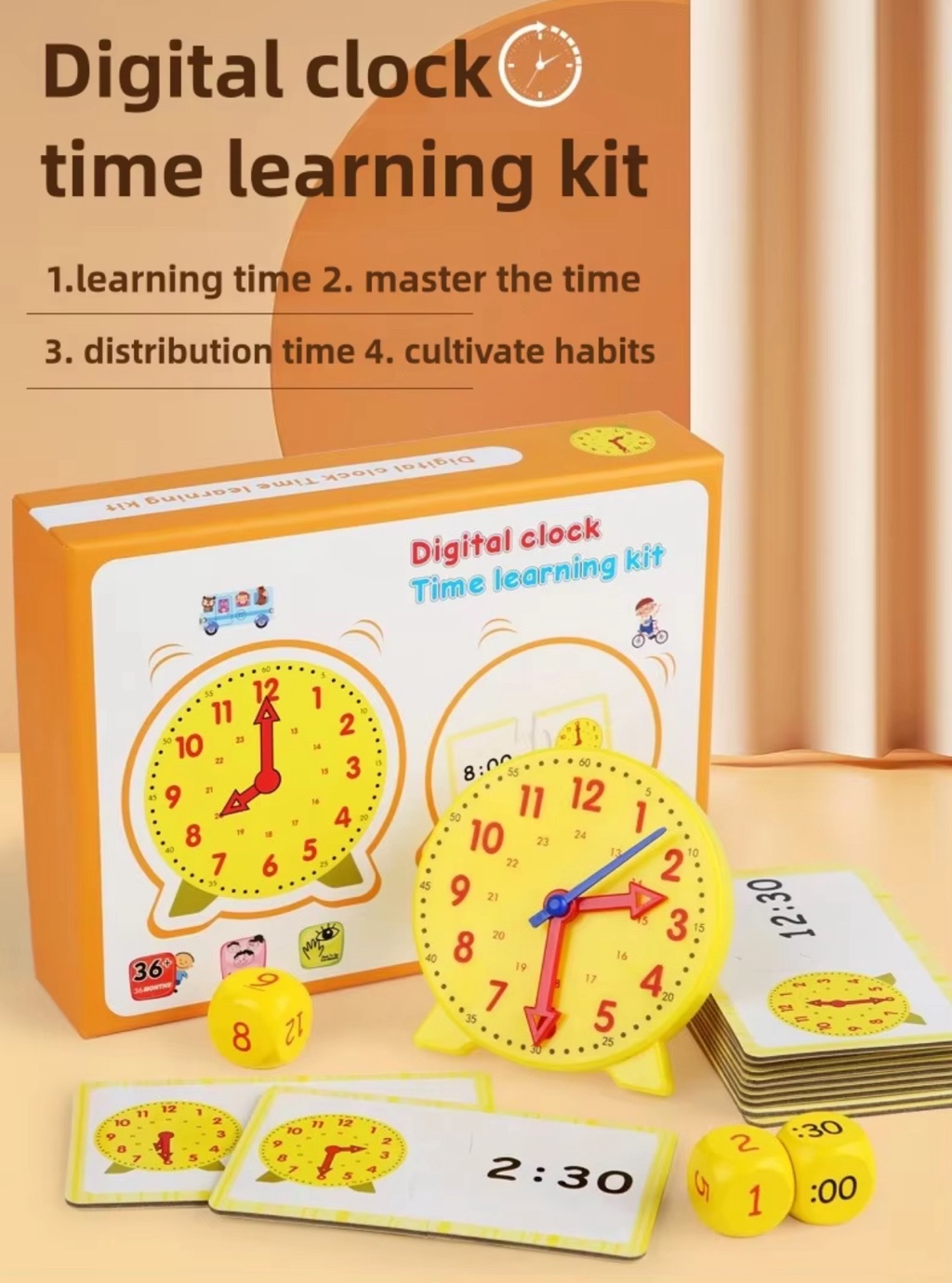 Montessori Clock Learning Kit | Kids Educational Toy | Time Teaching ...
