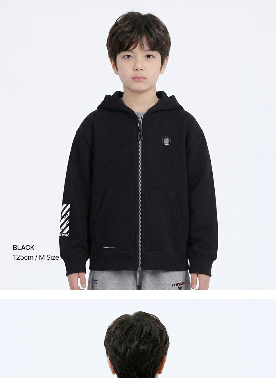 LIFEWORK KOREA KIDS Lite Bonded Stripe Radog Hood Zip-Up Warm Fleece ...