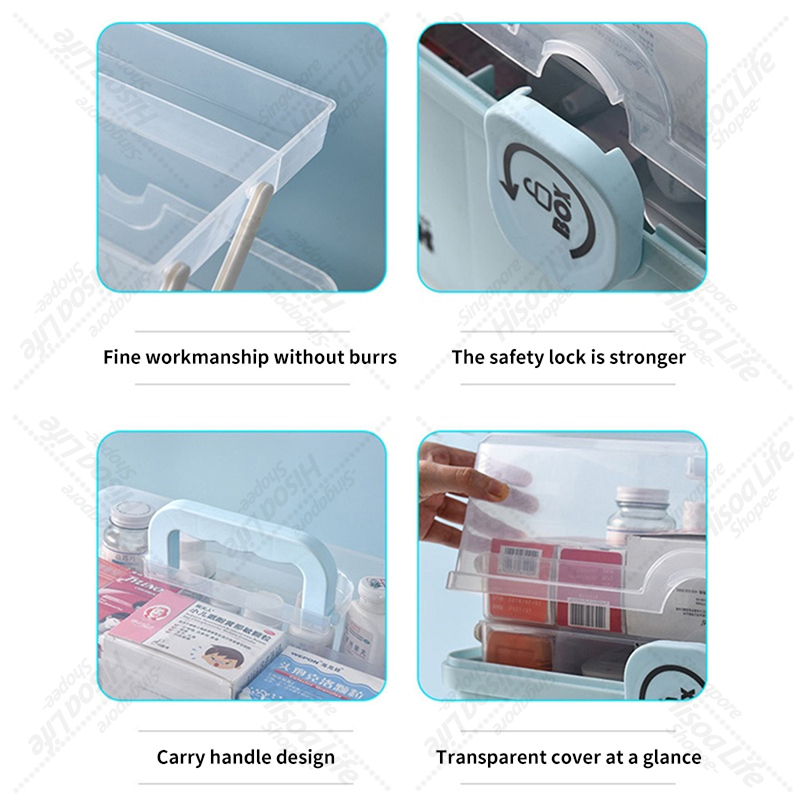 Hisoa Large Medicine Box Portable Emergency Box Family Medicine ...