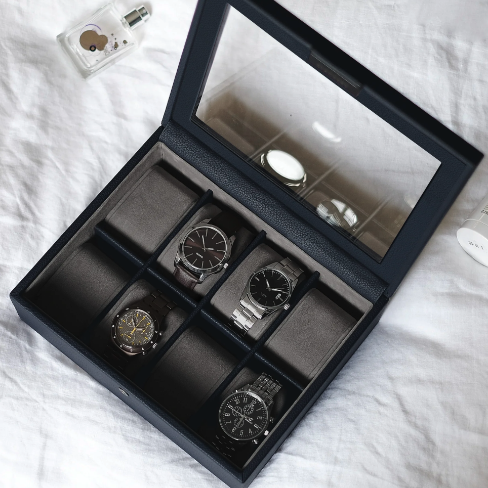 STACKERS 8-Piece Watch Organiser Box | Navy Blue (NEW IN) | Shopee ...