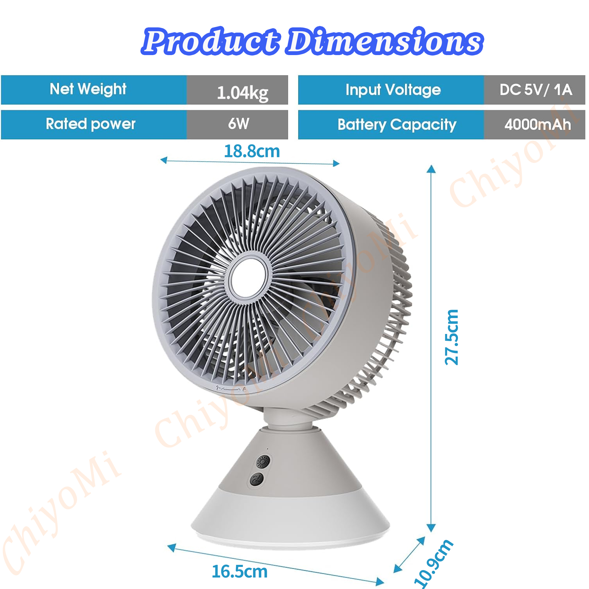 table fan small fan portable fan 4000mah Chargeable 360° Rotation mini ...