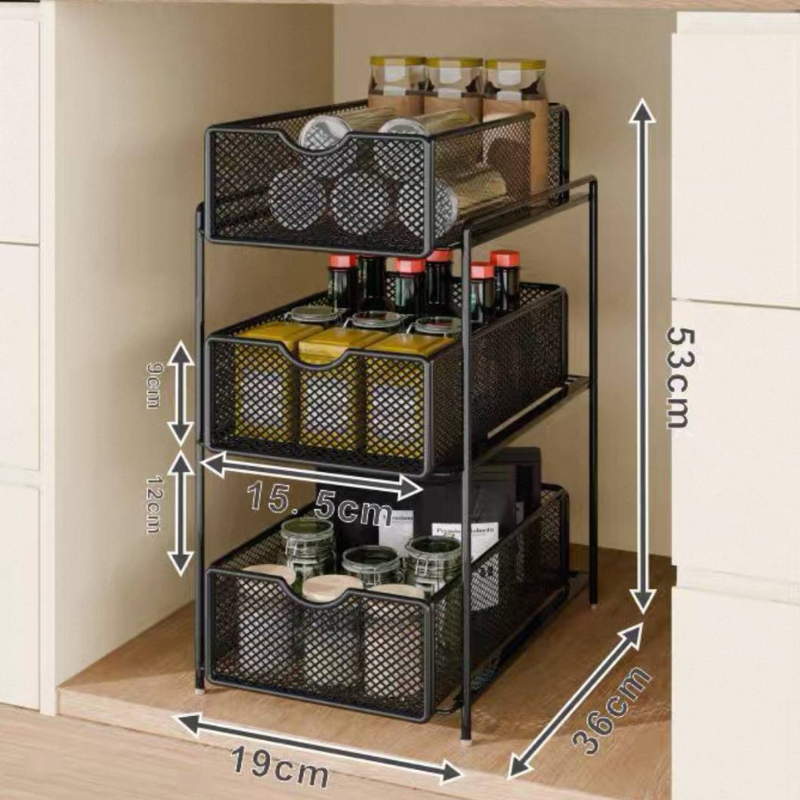 🇸🇬Mesh sliding rack / Under sink cabinet Table Rack Drawer Pull out ...
