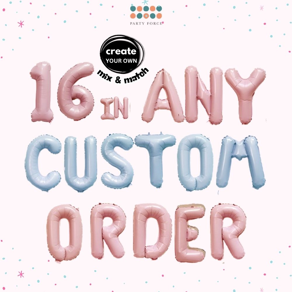 [SG Instock] 16 inch Number Balloon Baby Blue Baby Pink Letter Alphabet ...