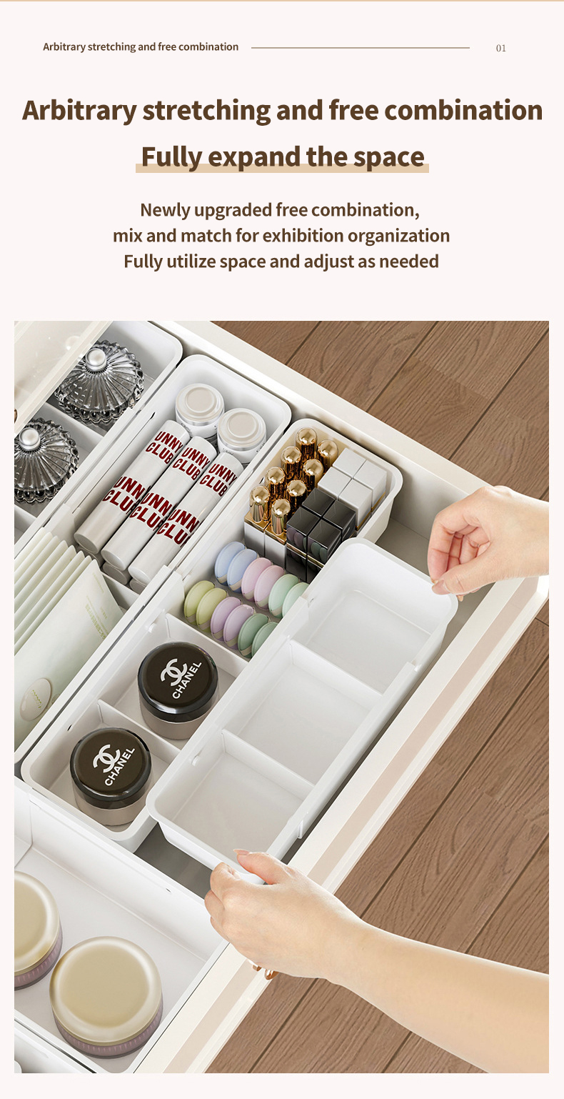 (HOME+) Scalable Storage Box Drawer Desktop Cosmetics Partition Storage ...