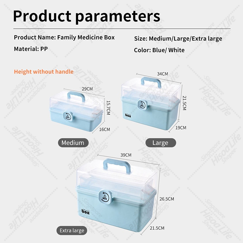 Hisoa Large Medicine Box Portable Emergency Box Family Medicine ...