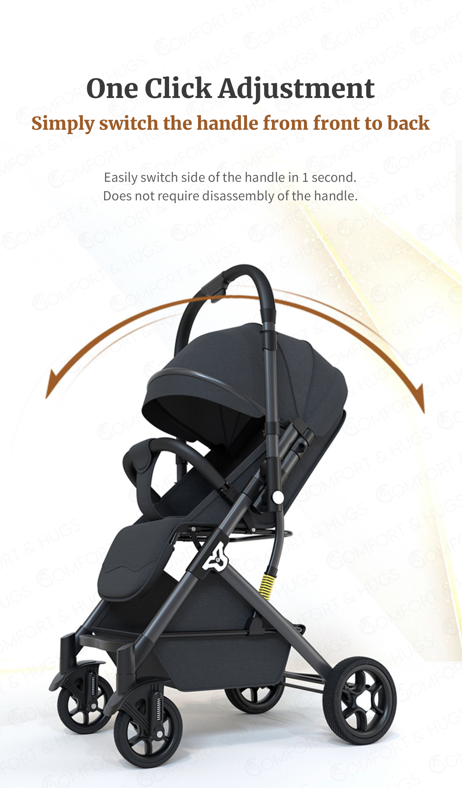 Comfort and Hugs Baby Stroller with Breathable Sun Roof Reversible ...