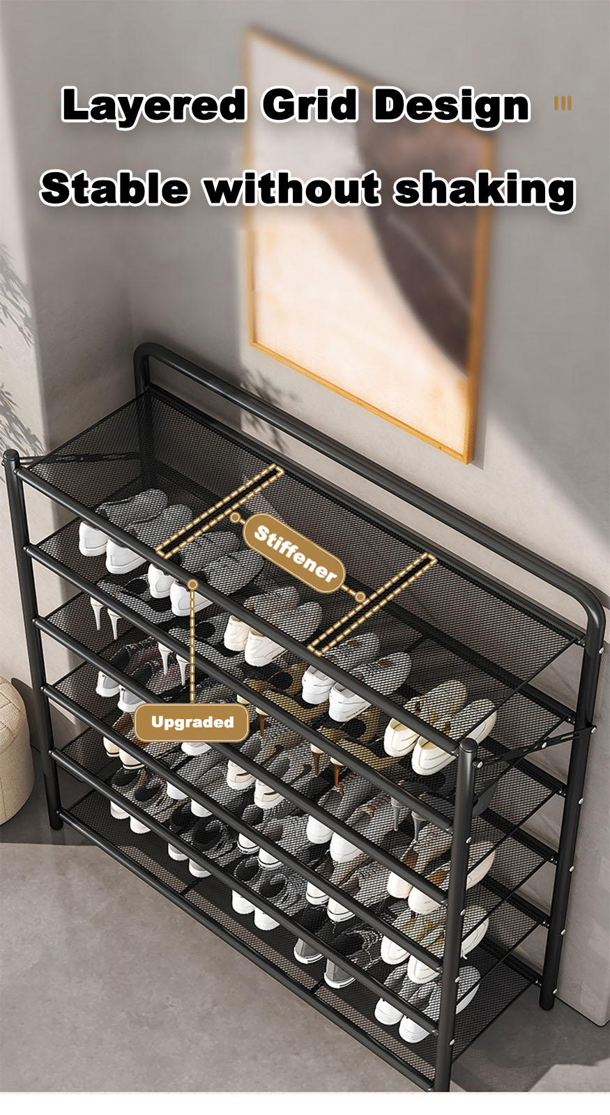 Salvo Foldable Shoe Rack Installation Free Shoe Organizer Stainless ...