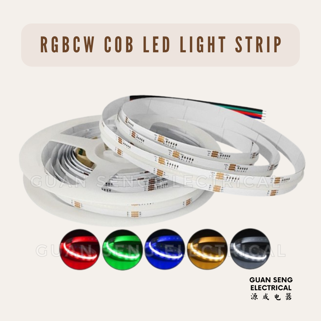 Premium RGBCW COB LED Light Strip Dimmable 5M 24V | Guan Seng ...