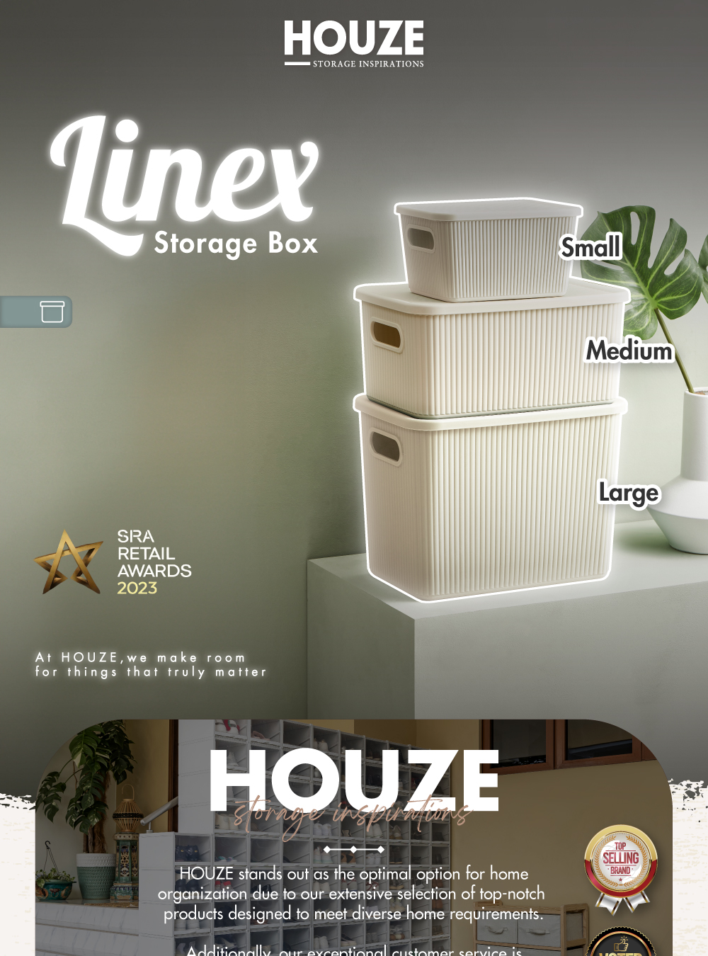 [HOUZE] Linex Storage Box | Small | Medium | Large - Organiser | Space ...