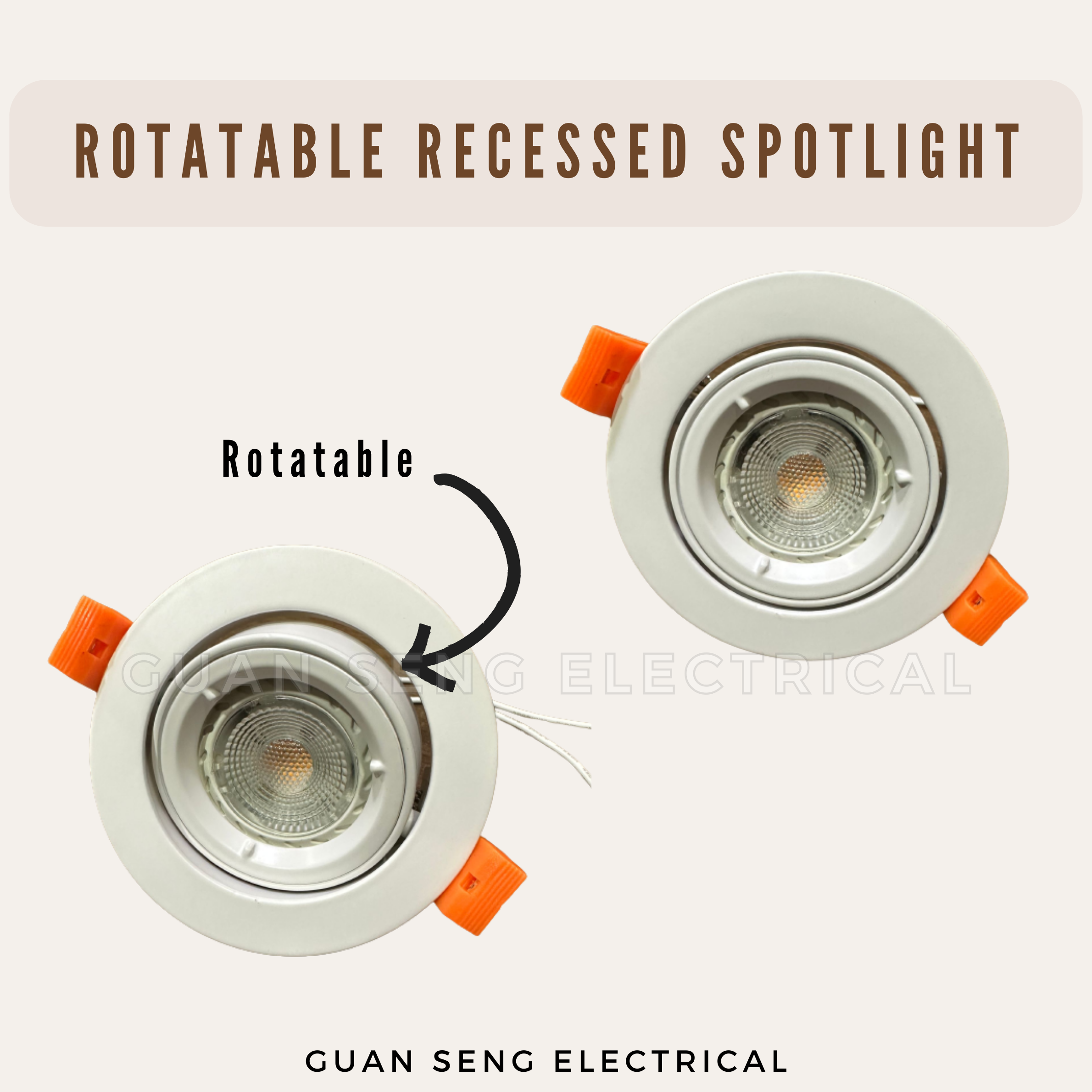 Rotatable Recessed LED Spotlight Downlight Round Square Black White ...