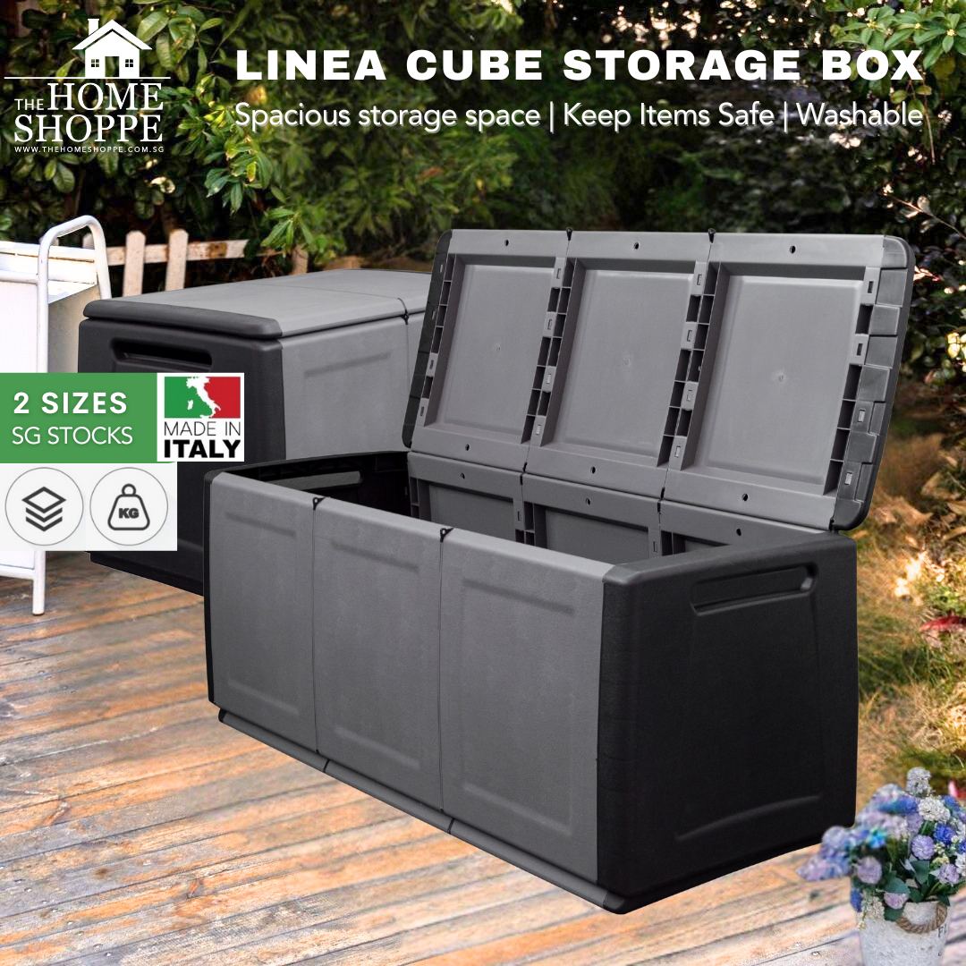 ARTPLAST Linea Cube Plastic Storage Chest Sheltered of Patio, Balcony ...