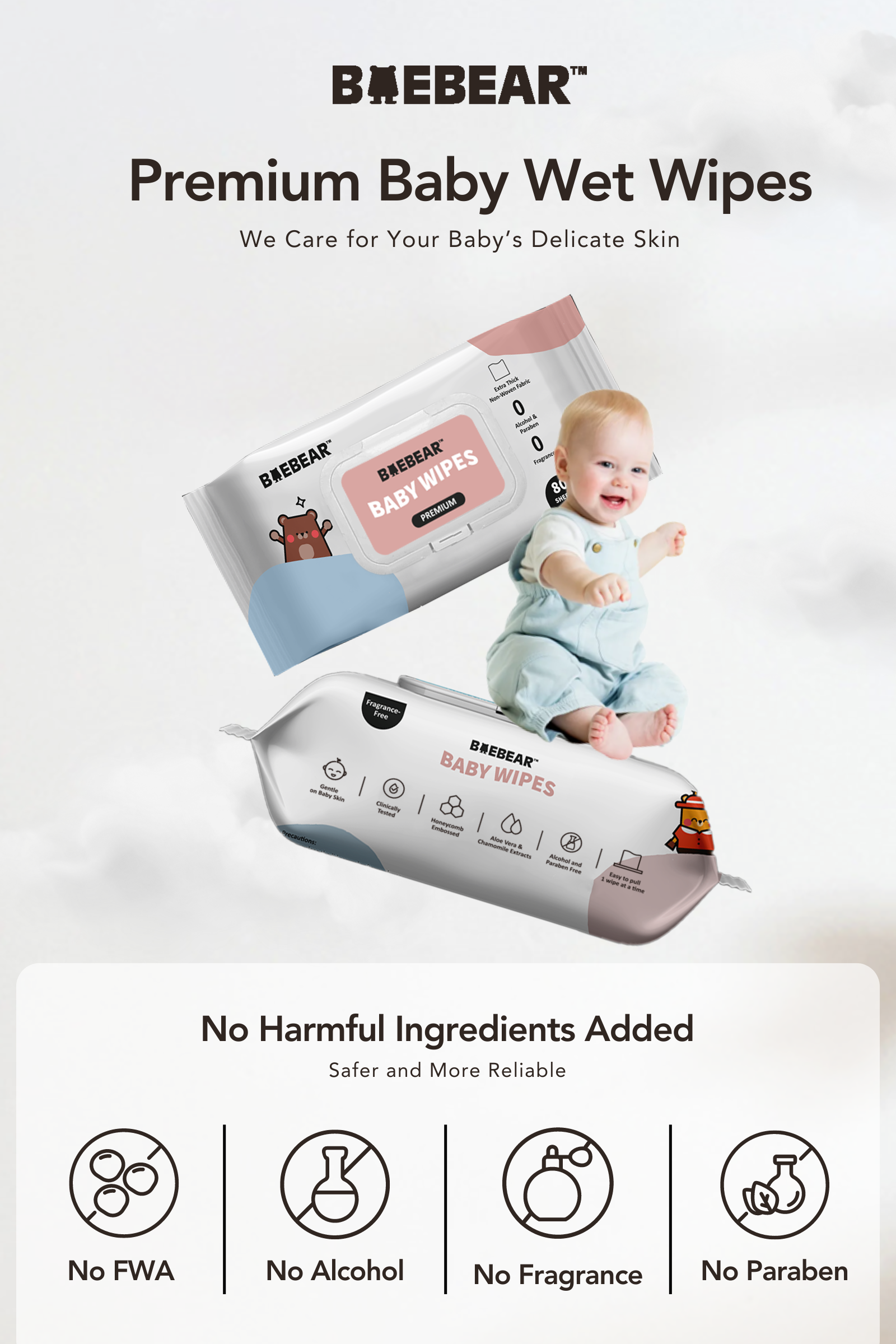 Gentle Baby Wet Wipes 80 Sheets | Extra Thick 65gsm | 99.99% Pure Water ...