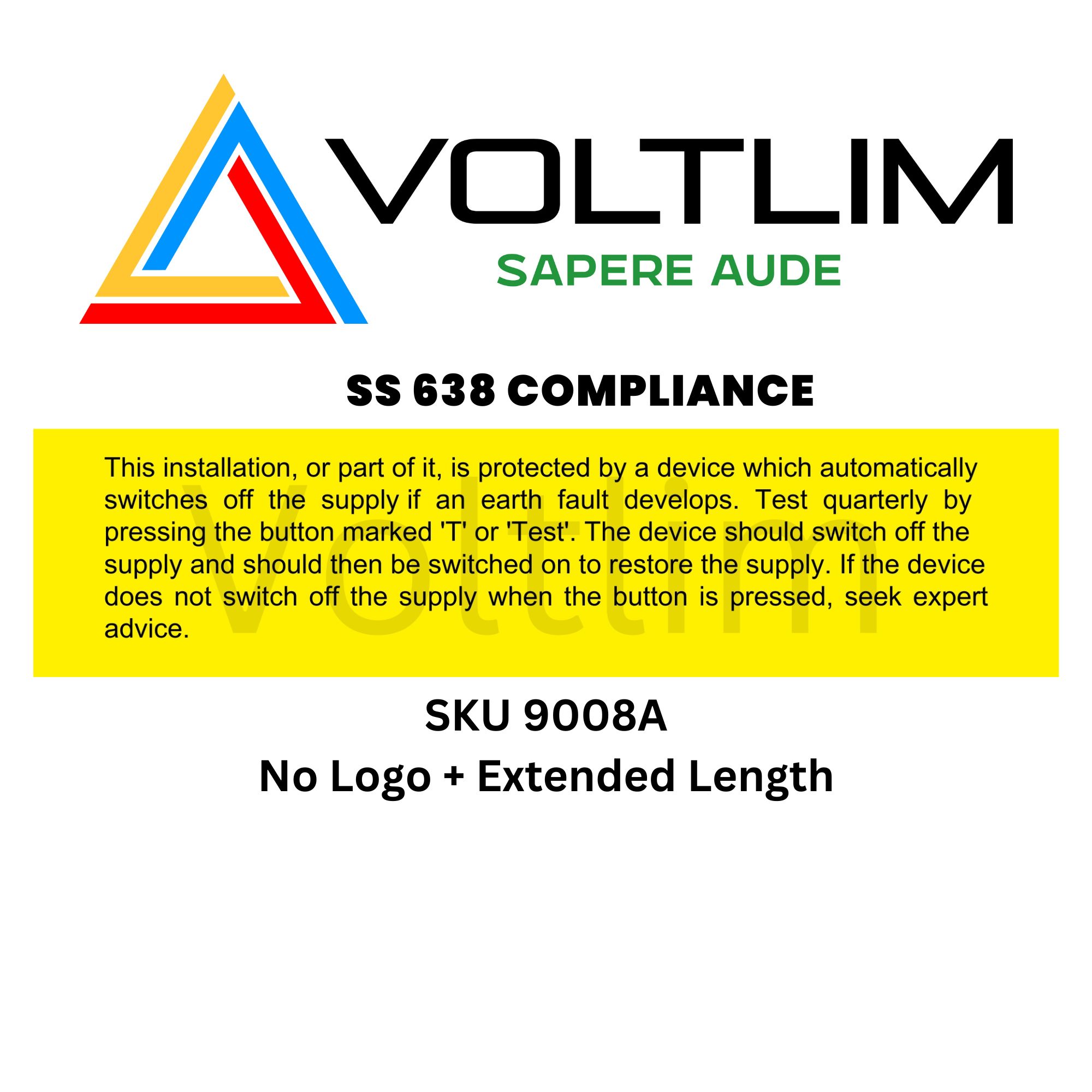 SS 638 Electrical Warning Notice RCD Label Sticker (No Logo Extended ...