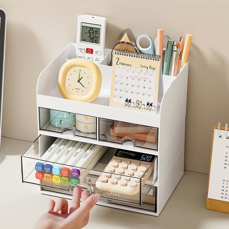 Desktop Organiser Stackable Table Drawer Storage Box With Multi ...