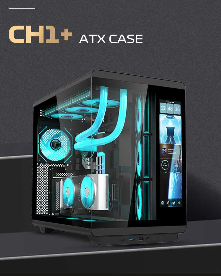 Soeyi Kunpeng CH1+ PC Case Budget Seaview Design Smart Screen Monitor ...