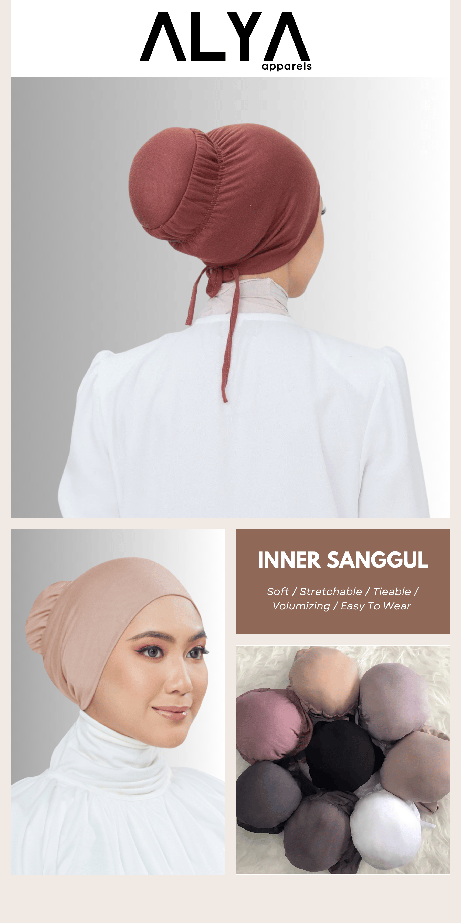 Inner Sanggul ( Alya Apparels Tieable Inner Hijab Bun Innercap ...