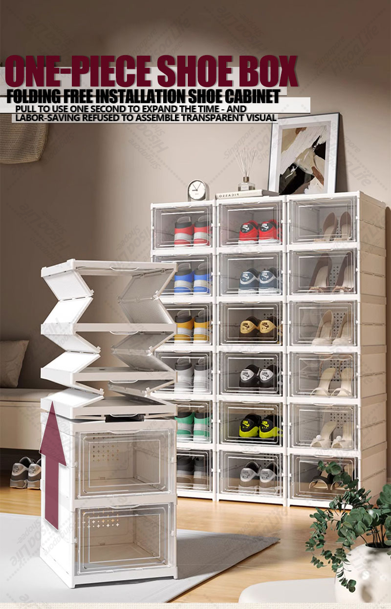 Hisoa Foldable Transparent Shoe Box Shoes Rack Storage Box Shoe ...