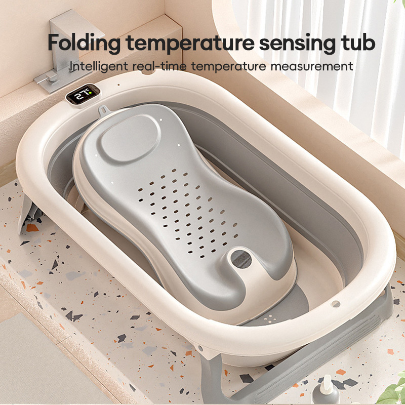 [NDD] Foldable Baby Bath Tub with Temperature Sensor Infant Shower ...