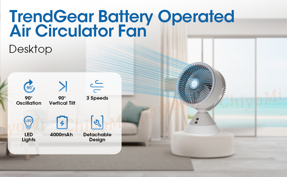 table fan small fan portable fan 4000mah Chargeable 360° Rotation mini ...
