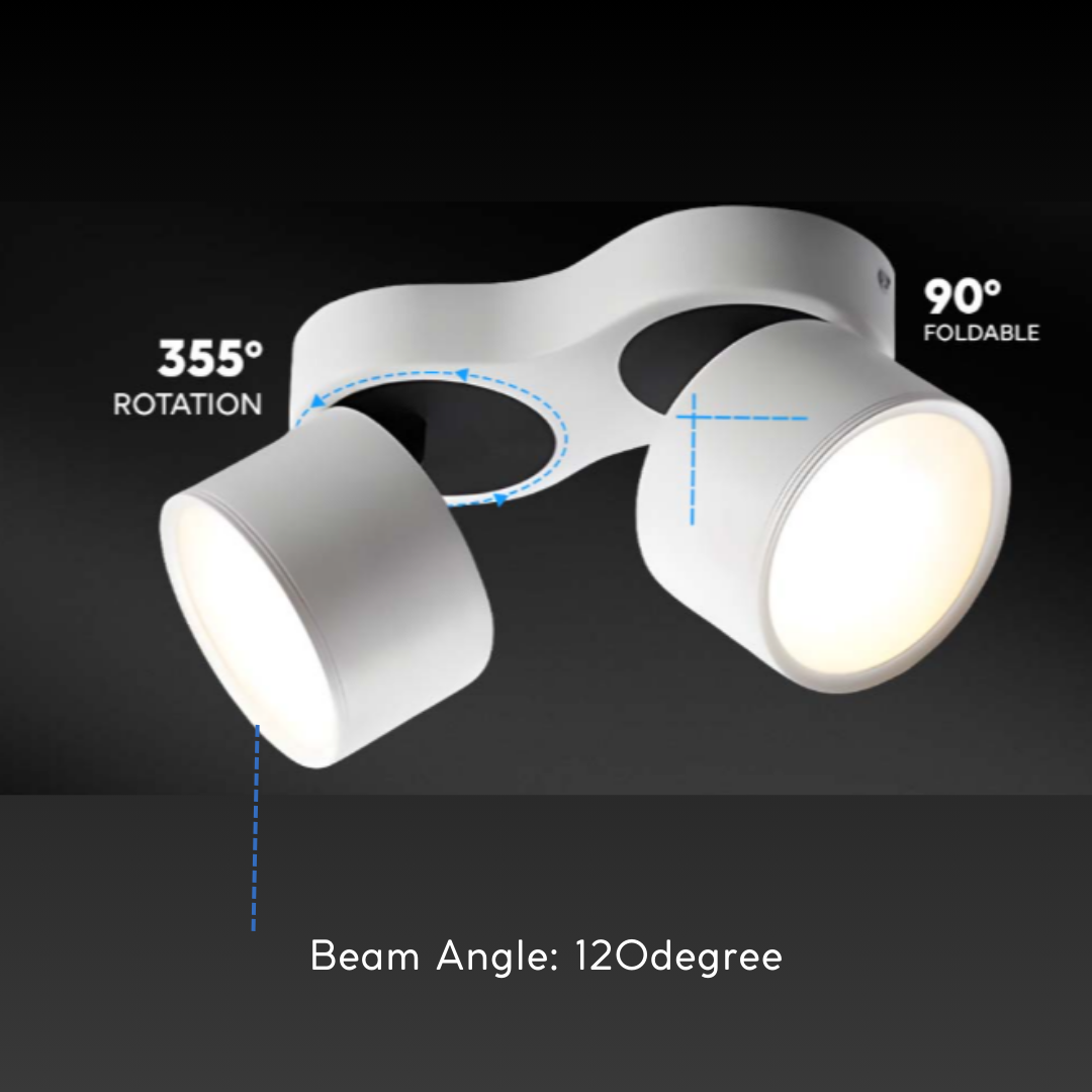 DUO Diffused Double Head Rotatable Surface Downlight with Adjustable ...