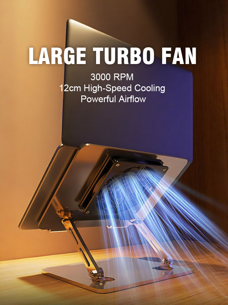 HCKTec Laptop Stand With Fan Metal Adjustable Height 17.3