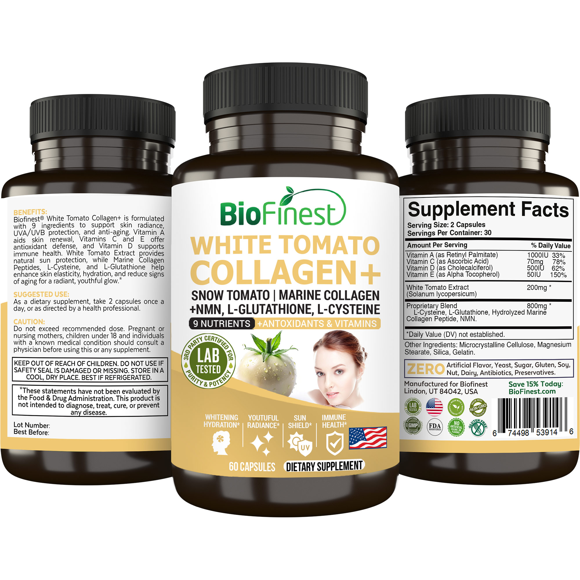 Biofinest White Tomato Collagen+ 16-in-1 Vitamin Marine Collagen NMN ...