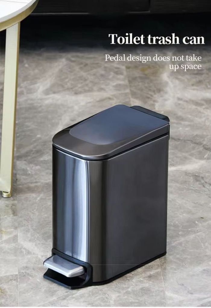 7L 410 Stainless Steel Slim Pedal Dustbin with Lid | Dual Barrels, 90 ...