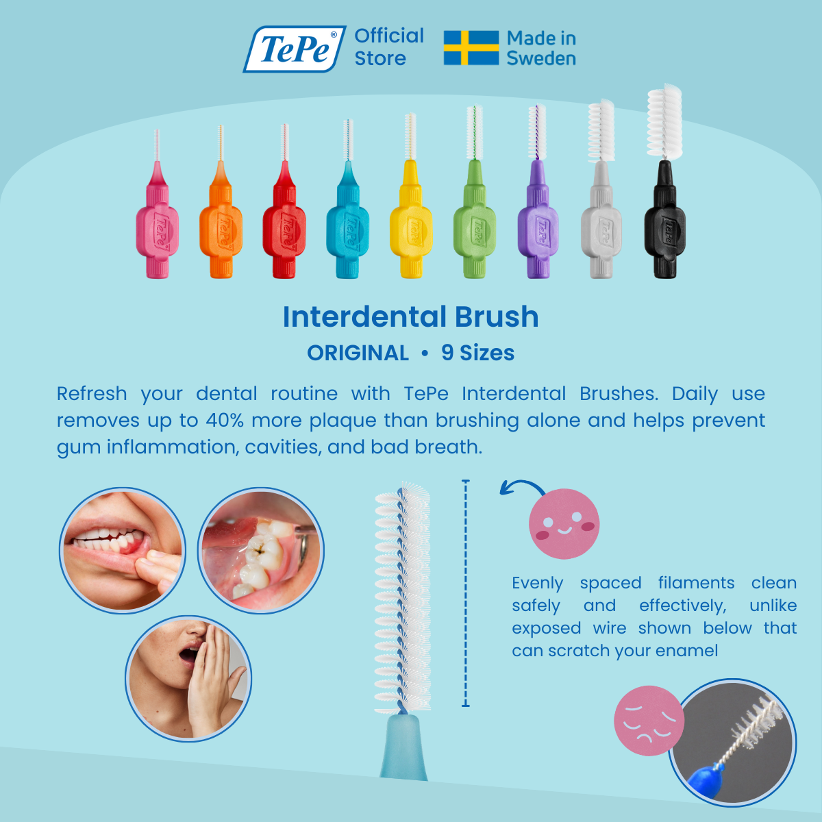 TePe Interdental Brush, Original Soft, For cleaning plaque between ...