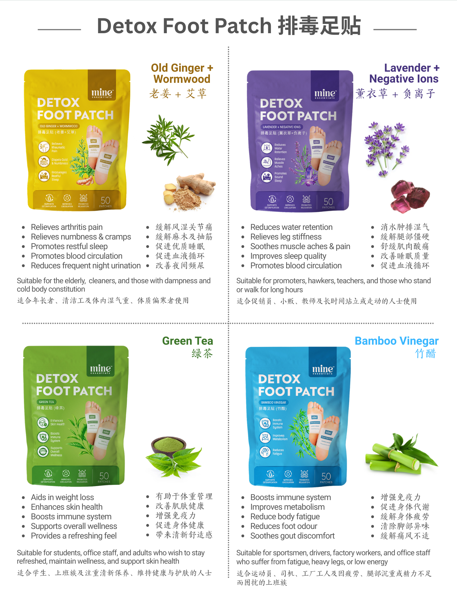 [12 packs FREE 1 pack] Detox Foot Patch - Old Ginger + Wormwood ...