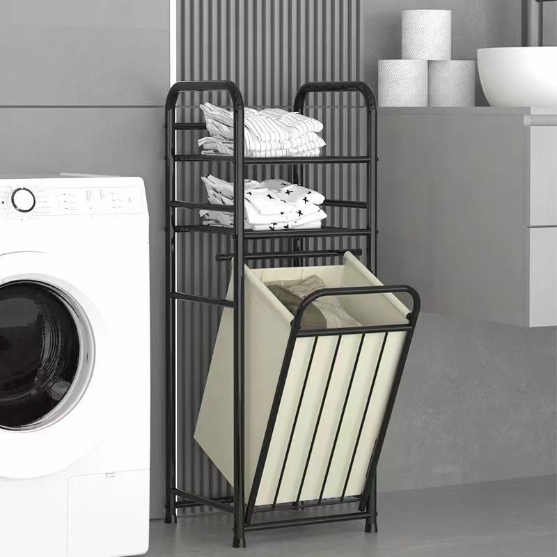 Laundry Hamper with Rack | 3-Tier Space-Saving Clothes Storage ...