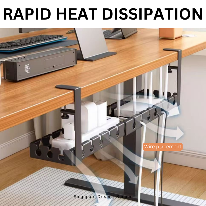 [Instock] Adjustable No Drill Under Desk Cable Organizer Rack ...