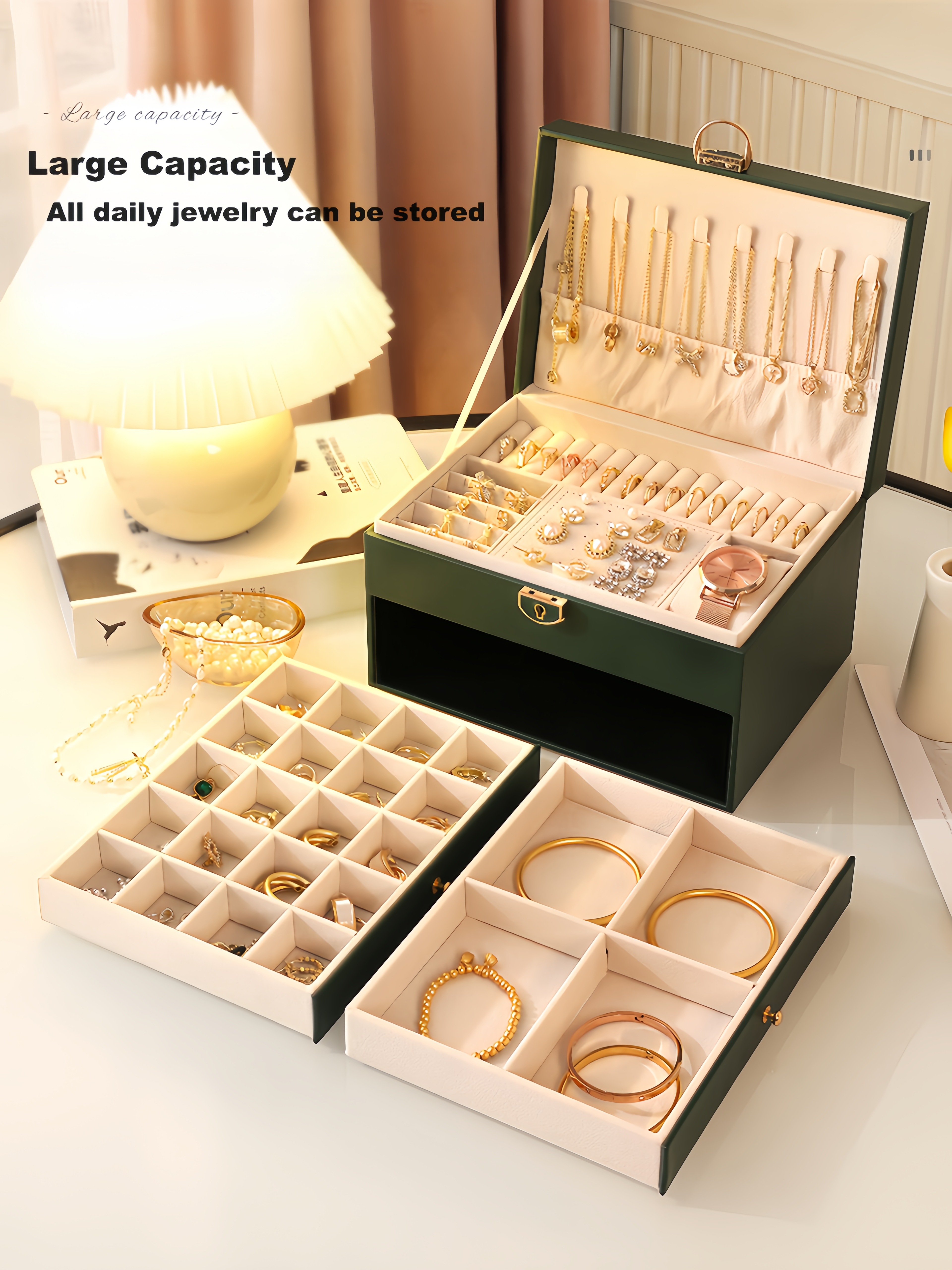 【4 colors】Jewellery Box Jewellery Organiser Lockable & Organizers ...