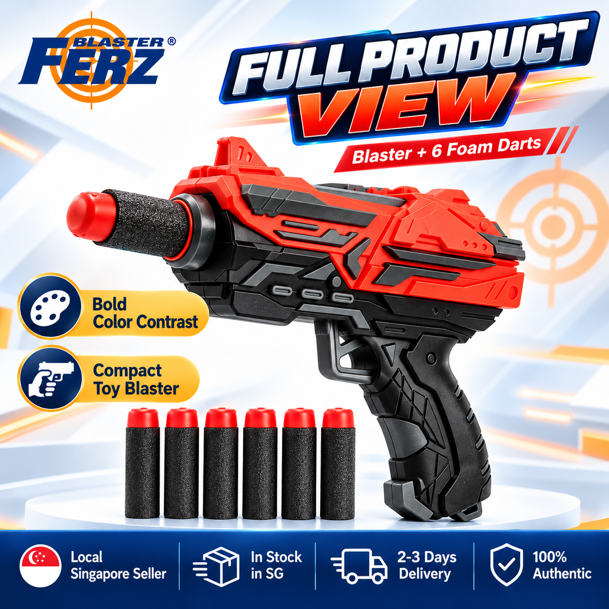 FERZ JetFire Blaster Soft Bullet Toy Gun, Compact Manual Dart Blaster ...