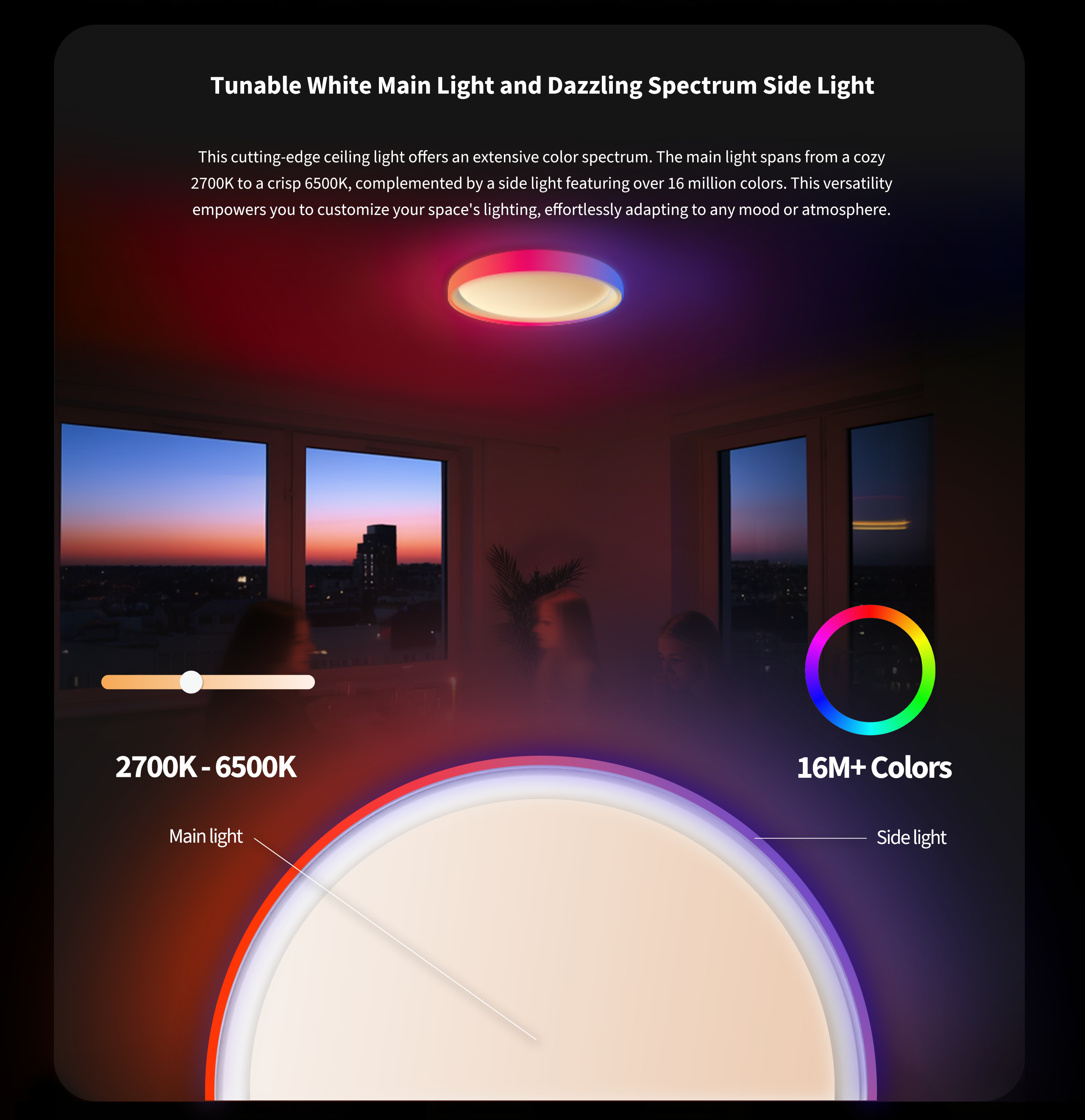 AQARA LED Ceiling Light T1M With Matter RGB+IC with Gradient Effects ...