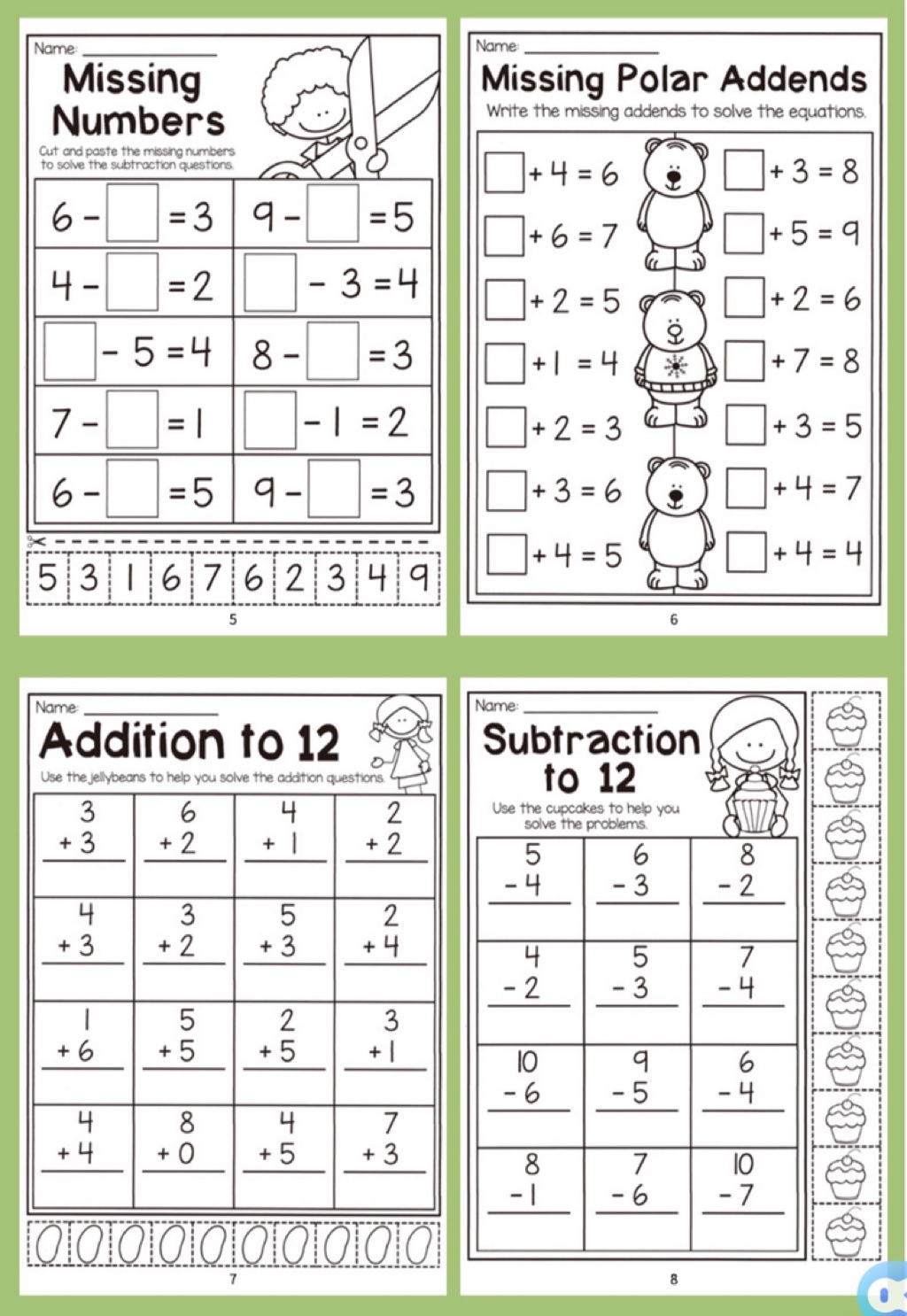 Kindergarten Math Workbook | Addition & Subtraction Practice Worksheets ...