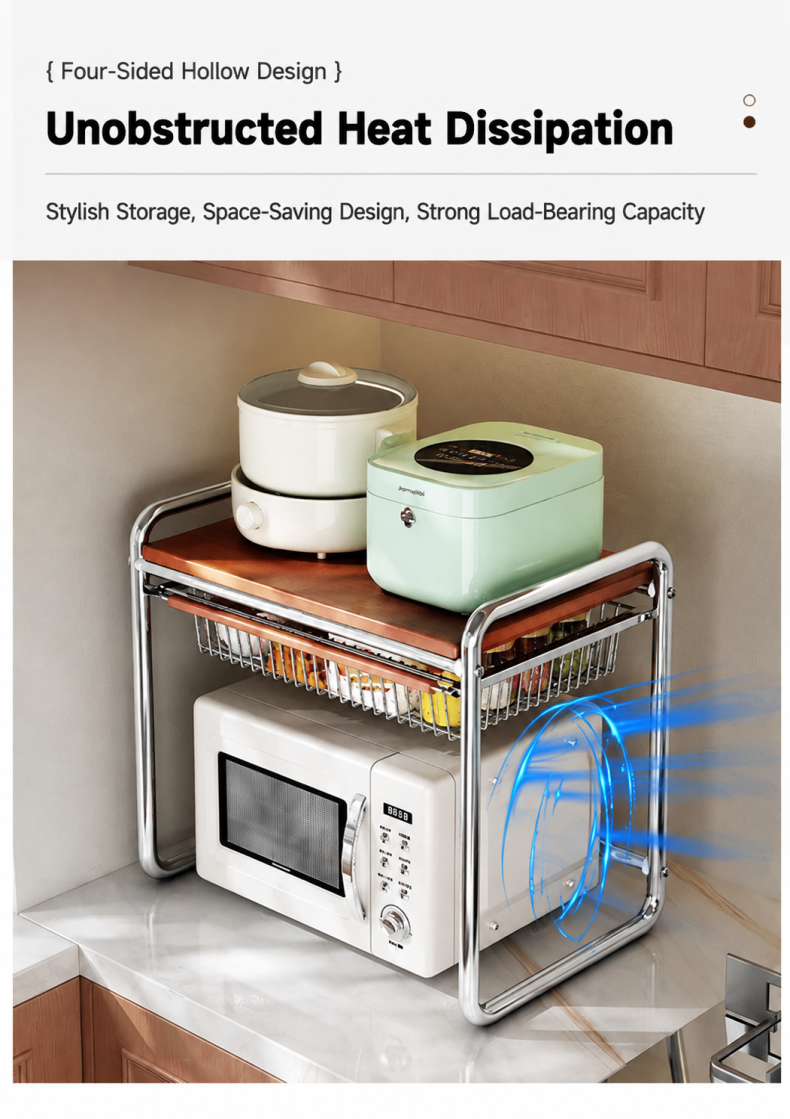 【SG Stock】Microwave Rack Kitchen Storage Shelf Pull‑Out Drawer ...