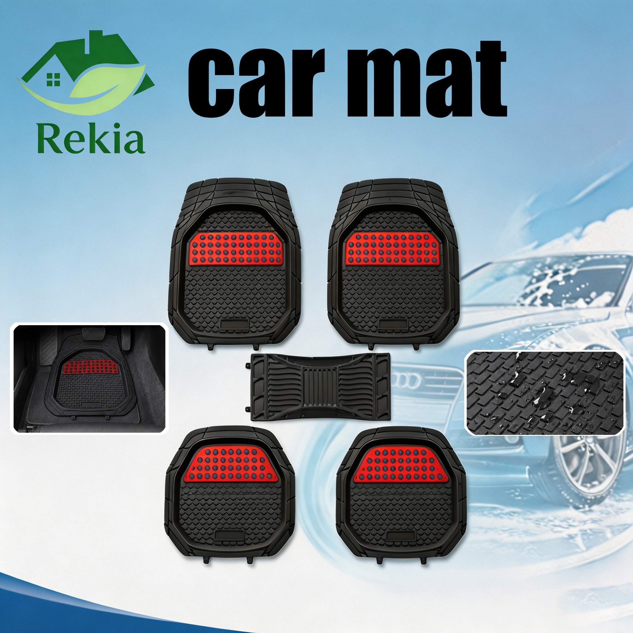 【SG】Car Mat Universal Silver PVC Car Floor Mat Basin‑Shaped With ...