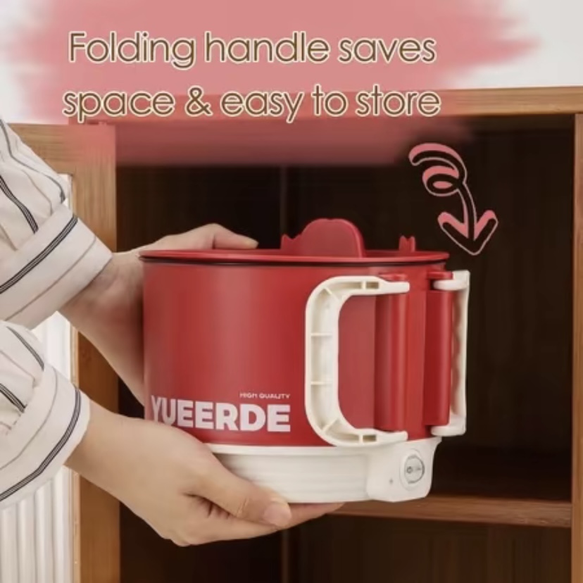 1.6L Mini Electric Cooker with Folding Handle Mini pot with steamer ...