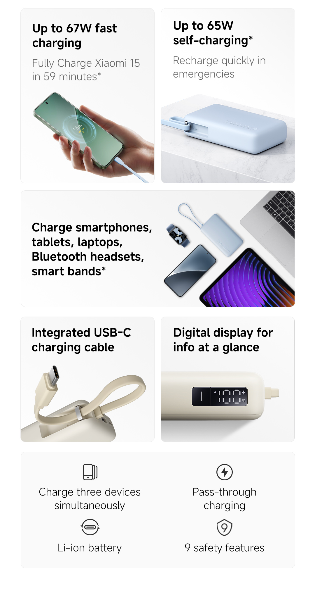 [CCC Power Bank] Xiaomi 67W Power Bank 10000mAh (Integrated Cable ...