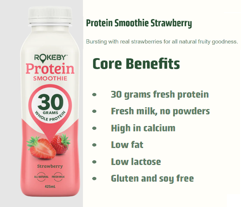 ROKEBY PROTEIN SMOOTHIES 425ml x 4 Bottles/ ROKEBY FITMILK LOW FAT ...