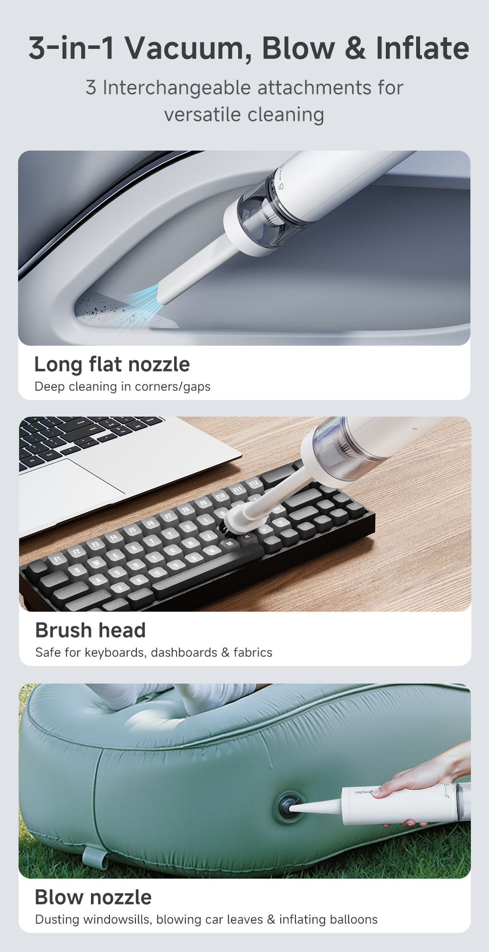 Simplus Kit Handheld Vacuum| 8000pa | Home & Car Use | 3 in 1 Blowing ...