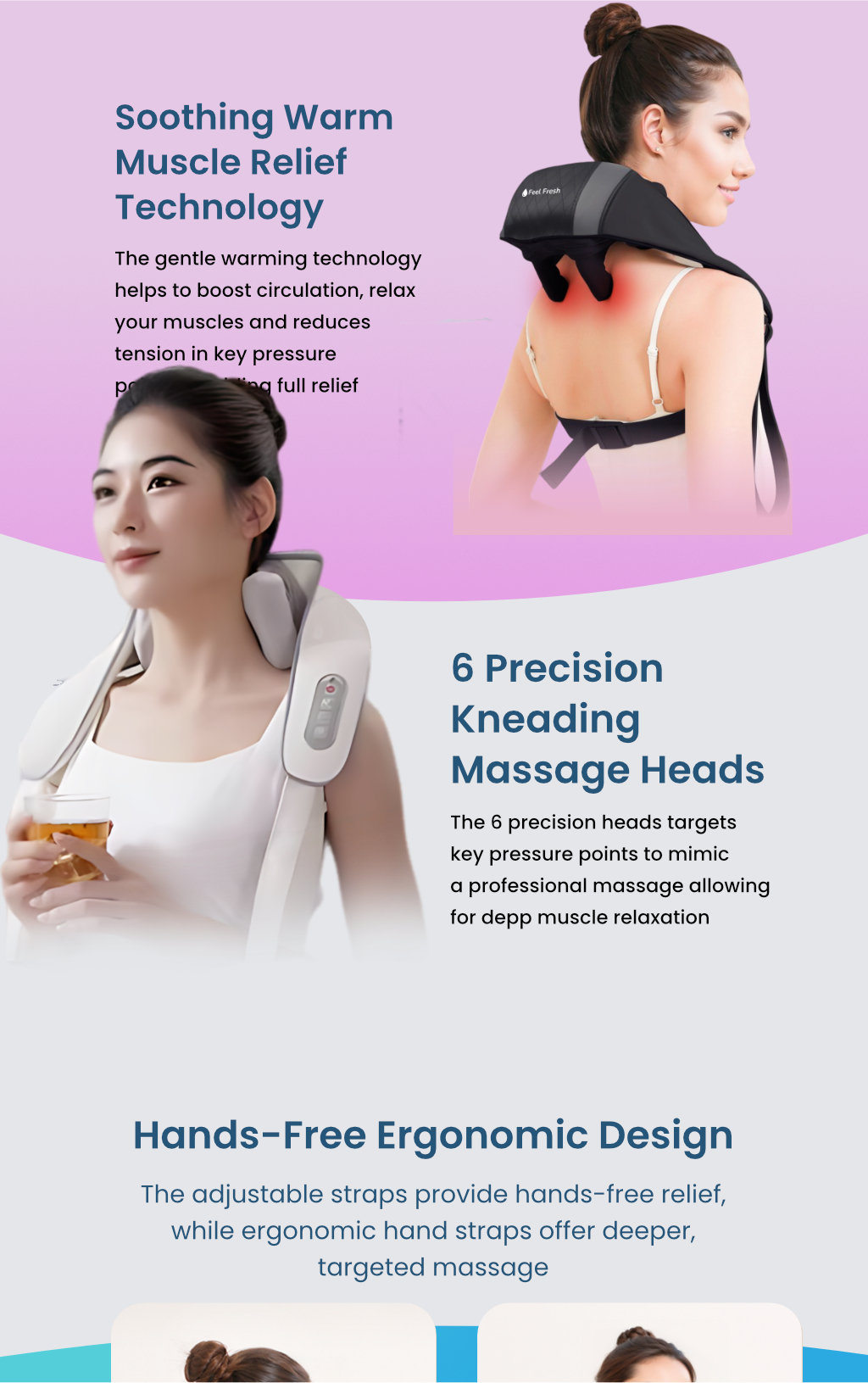 Neck Massager - Feel Fresh ThermaRelief+ Deep Tissue Massage Pillow ...