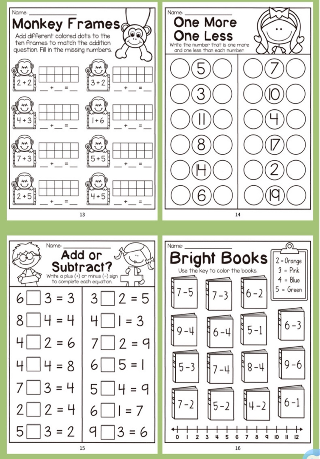 Kindergarten Math Workbook | Addition & Subtraction Practice Worksheets ...
