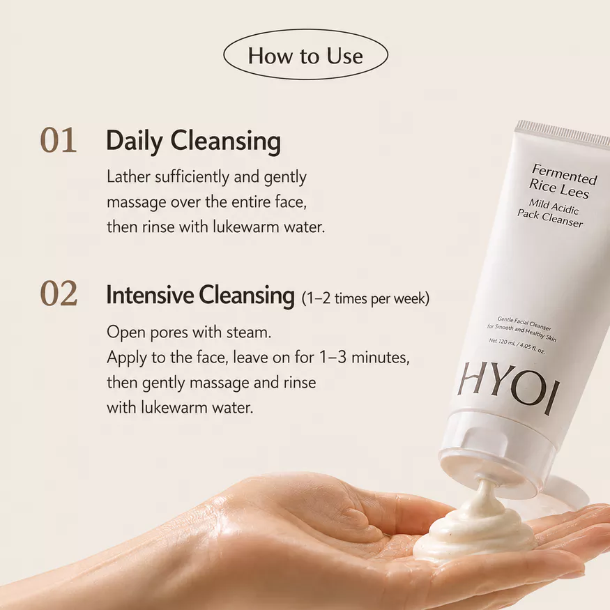 How to use HYOI Korean rice facial cleanser
