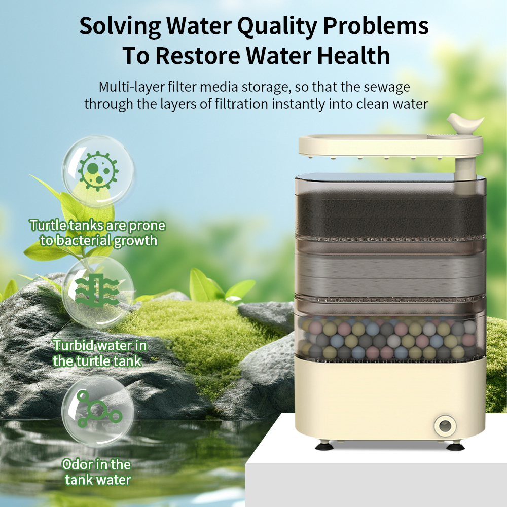 Turtle Tank Waterfall Filter Low Water 3-In-1 Suction Purification ...