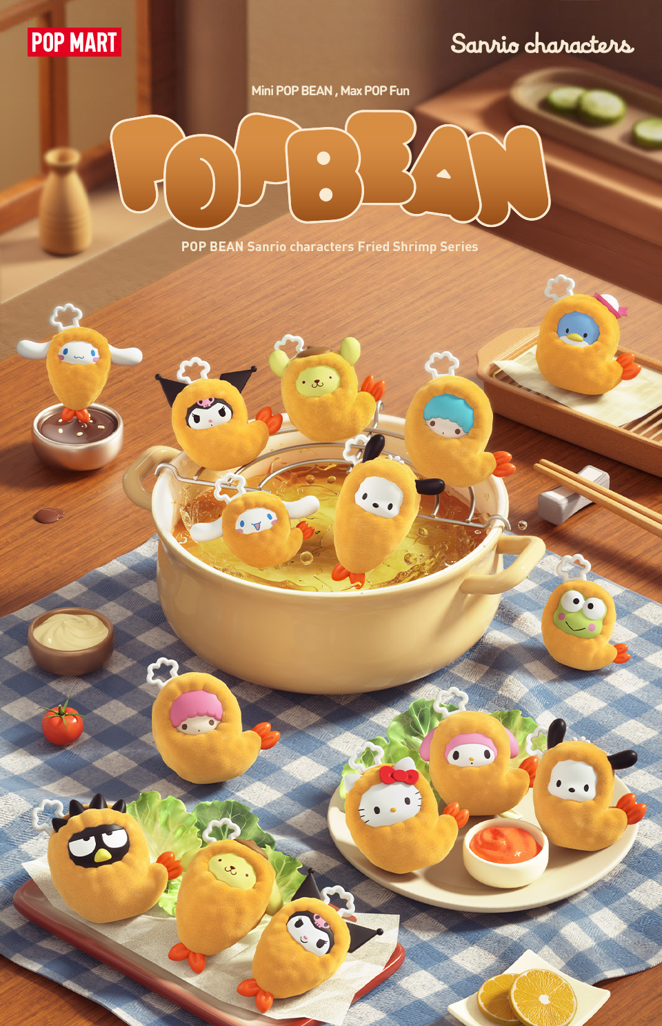 POP MART POP BEAN Sanrio characters Fried Shrimp Series Blind Box ...