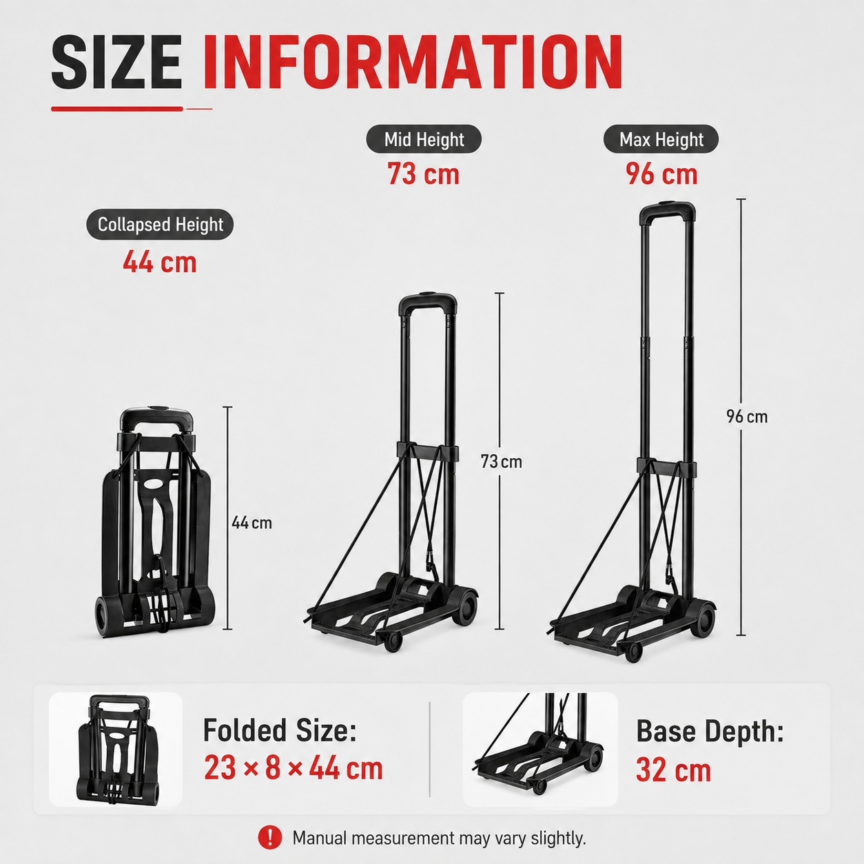 【SG】Folding Hand Trolley Lightweight Adjustable Truck 90cm Black ...
