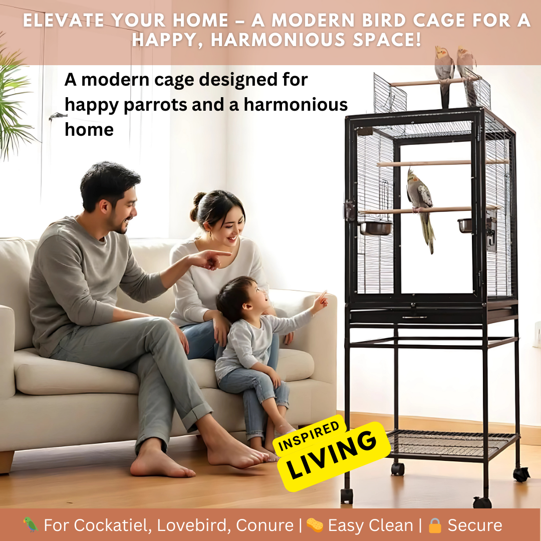 Bird Cage with Clear Front View | Stackable, Space-Saving Parrot Cage ...