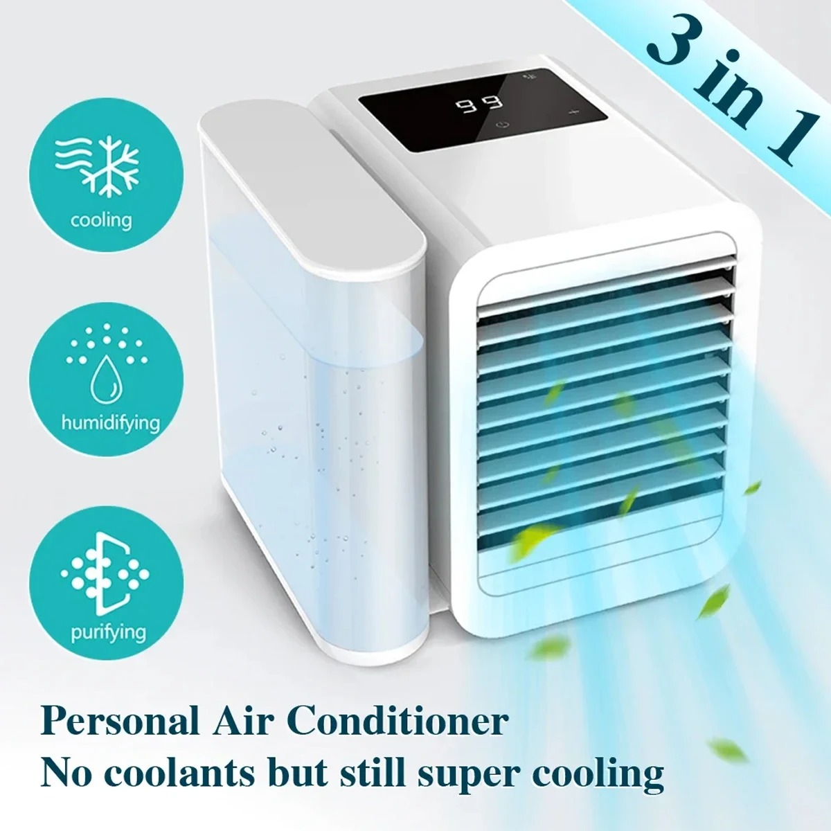 Microhoo 3 In 1 Mini Air Conditioner Water Cooling Fan Portable USB ...